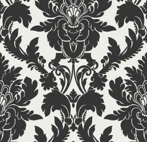 TAPETA ORNAMENT CZARNO - BIAŁY GLAMOUR GRANDECO 24H 
